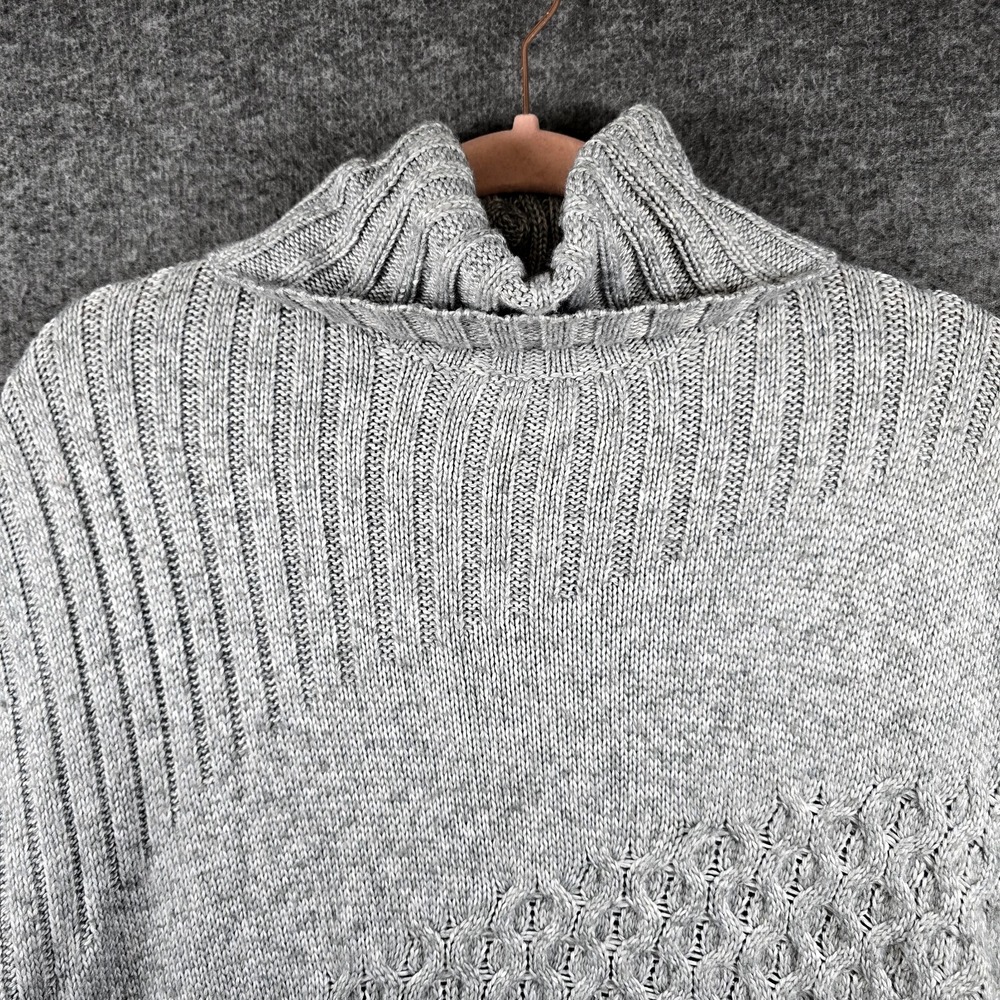 Nine West Women M Grey Gray Pullover Turtleneck Sweater Triple Pattern Comfy - Picture 3 of 11